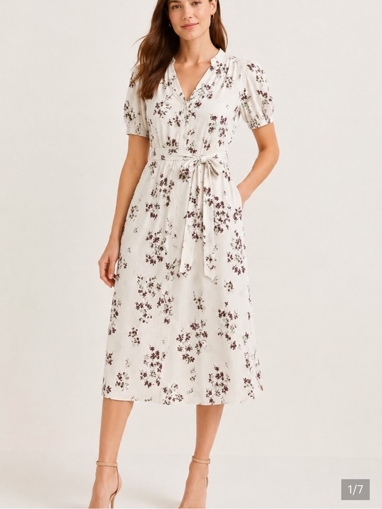 Ann Taylor Dresses & Skirts - Ann Taylor Light gray Floral Wrap Maxi Dress women M casual vacation office